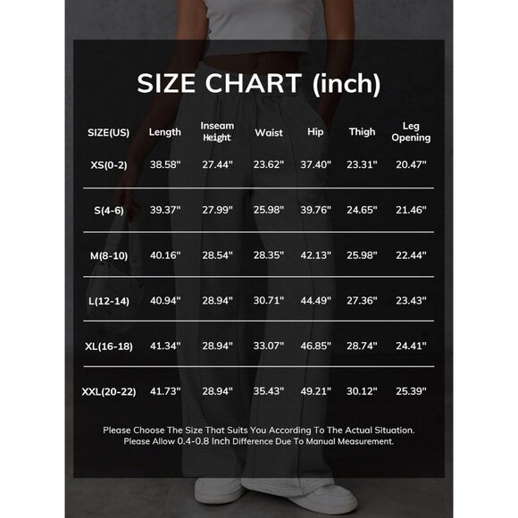 Womens Wide Leg Sweatpants High Waisted Baggy Pants Fashion Teen Girl Drawstring - Picture 6 of 6